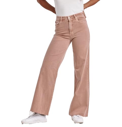 DEAR JOHN Fiona Wide Leg Women' Jeans Mid Rise Denim Full Inseam Comfort Stretch Fit