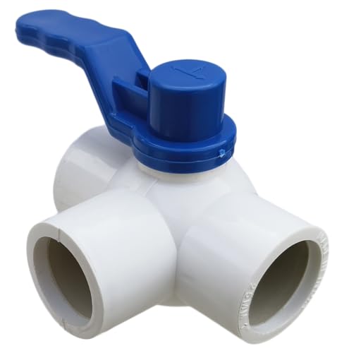 Image of ESEKSAFAR Plain UPVC T-Way Ball valve for (32-33) mm outer diameter pipe fitting (1 inchinch BSP Long handle)