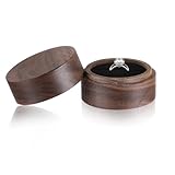 Ajcotahm Wooden Ring Box Round Pine Wood Ring Holder Single Slot Engagement Rings Box for Proposal Wedding Ceremony Anniversary Birthday