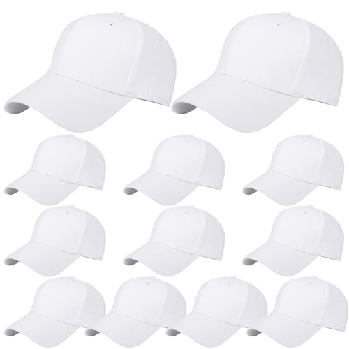 12 Pcs Kids Baseball Caps Cotton Baseball Hats Adjustable Blank Baseball Hat Plain Summer Ball Cap for Child Boys Girls