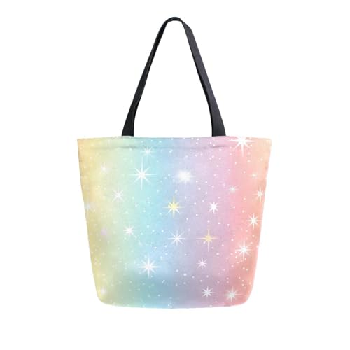 Extra Large Shoulder Tote Bag for Beach Travel Weekender Gym White Glitter Rainbow Stripes Pattern Reusable Grocery Canvas Shopping Bag2