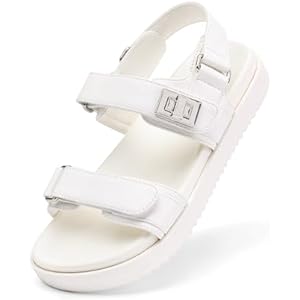 DREAM PAIRS Girls Sandals Casual Open Toe Two Adjustable Strapped Sandals with Hook and Loop for Little Kid/Big Kid 12 Little Kid White