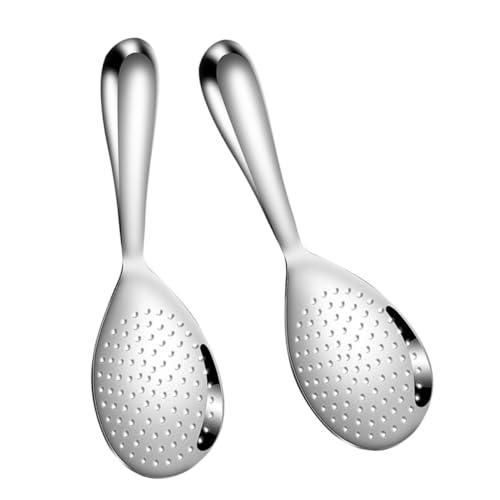 MUCKLILY Practical 2pcs Rice Spoons Set Stainless Steel Serving Rice Spoons Paddle Light Weight Design for Rice Cooker