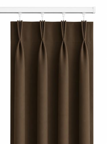 Image of KALIYO Brown Blackout Pinch Pleat Curtains for Living Room & Bedroom | Room Darkening Curtains | Pinch Pleat Header| Noise Reducing | 8 Ft | Pack of 1