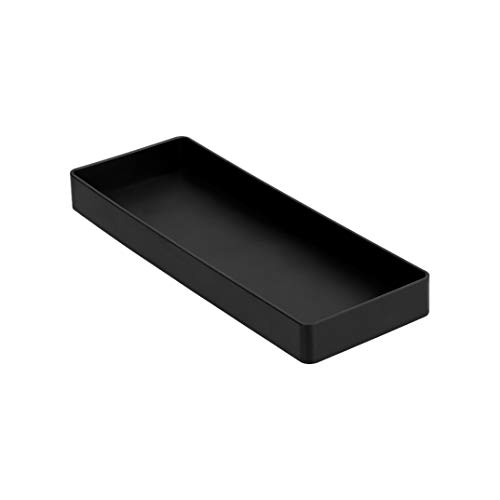 Amazon Basics Rectangular Plastic Desk Organizer, Half Accessory Tray, 9.4″ x 3.3″ x 1″, Black