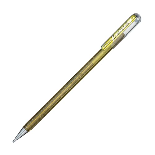 Pentel Hybrid Dual Metallic, Iridescent Gel Pen with Dazzling Dual-Colour Sparkle Effect, 1.0mm Bold Point, Gold, K110-DX, Box of 12 by Pentel - Image 3