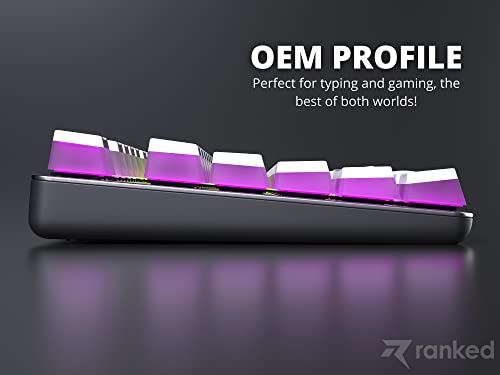 Ranked Klawisze Pudding PBT | 112 Układ Półprzezroczystych Podwójnych Strzałów ANSI US i ISO | Profil OEM dla Mechanicznej Klawiatury do Gier RGB (Bialy)