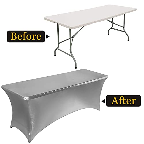 Bifenbi 6Ft Fitted Tablecloths For Rectangle Tables, 1Pack - Stretch Spandex Table Cover Protector For Banquet, Massage Bed, Wedding, Birthday, 72 Length X 30 Width X 30 Height, Dark Purple #TOP3