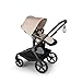 Bugaboo Kangaroo All-Terrain Single-to-Double Tandem Stroller for Infant and Toddler and Kangaroo Sibling Seat for Second Child and Upper Adapter, One-Hand Operation, Large Bassinet - Taupe