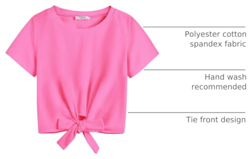 Image of Arshiner Girls Short Sleeve Shirts Tie Knot Front Tops T Shirts for Kids Crewneck Cute Casual Tie Dye Tee Blouse