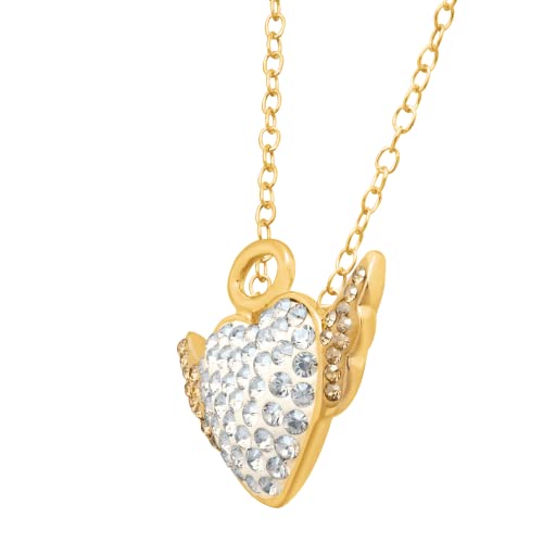 Crystaluxe Angel Pendant With Swarovski Crystals In 14K Gold-Plated Sterling Silver, 18" #TOP1