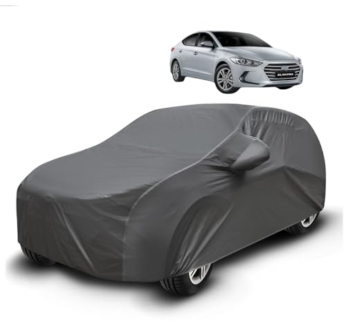 Image of Auto Hub Waterproof Car Cover Compatible with Elantra (Model : 2011-2015) with Mirror Pockets, Soft Cotton Lining, Elantra Car Cover Waterproof, Grey