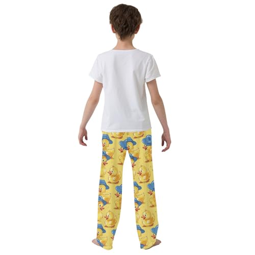 Cute Ducks with Hats Cartoons Pajamas Bottoms with Pockets Comfy Pjs Sleepwear Elastic Waistband Pajamas Pants Lounge Pants for 6-14 Years3