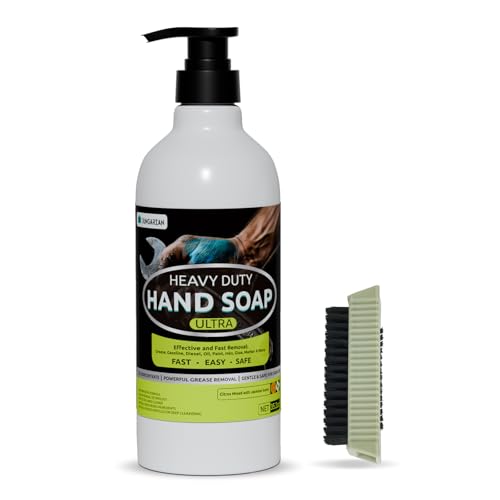 Image of Industrial Hand Cleaner for Auto Mechanics with Brush - Odour-removing Mechanic Soap for Hands - Tough Dirt Buster for Auto Mechanics, Manufacturing, Home painting DIY projects(35.2oz)