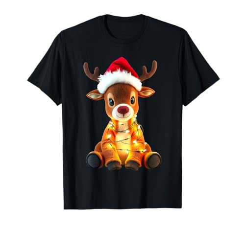 Rentier Weihnachtspullover Weihnachten Lichterkette süßes T-Shirt