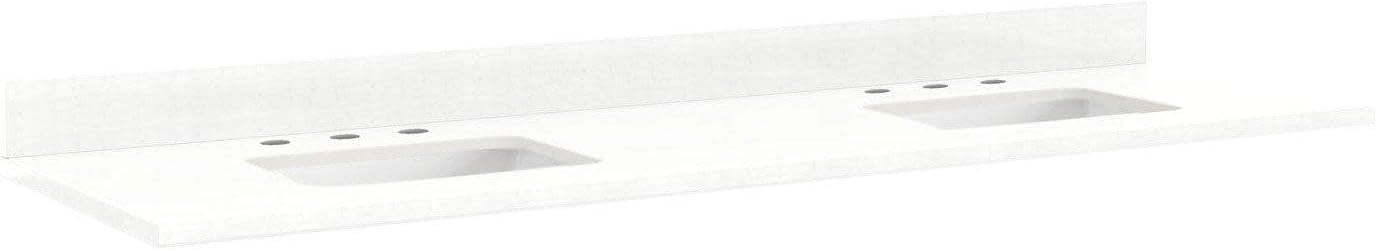 Signature Hardware 950911-42-8 73" Quartz Vanity Top with Two Rectangular Undermount Single Basin Sinks and Matching Backsplash - 42" Sink Centers and 8" Widespread Drillings - Cabinet Sold