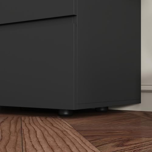 Image of Tall Nightstand with 3 Drawers, Modern Handleless Bedside Table for High Beds, Large Storage End Table, Wood Side Cabinet for Bedroom Black 30.3 inch W x 15.7 inch D x 32.3 inch H