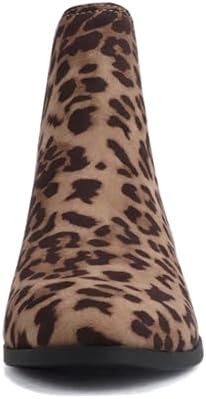 Soda TEAPOT ~ WOMEN STACK LOW BLOCK HEEL CHELSEA FASHION ANKLE BOOTIE W/DOUBLE ELASTIC GORE (Leopard, 8) | Image 2