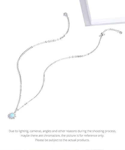 Collier soleil opale blanche argent anti-ternissement chaîne Apollo solide