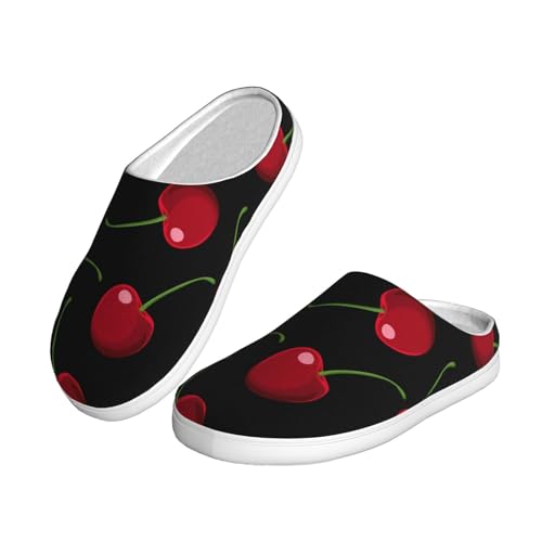 Strawberry Red Berry Full Print Flannel Slippers，Soft Warm Upper, Anti-Slip TPR Sole, for Casual Use2