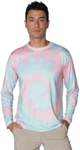INGEAR Mens Long Sleeve Sun Shirt UV Sun Protection Quick Dry Outdoor Shirt for Fishing Running Workout Hiking UPF50+ (Sorbet Tiedye, Small)