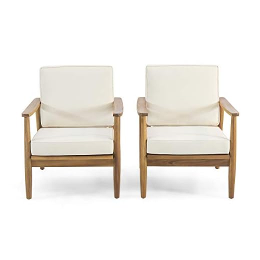 Christopher Knight Home Felix Outdoor Acacia Wood Club Chair (Set of 2), Teak Finish, Beige
