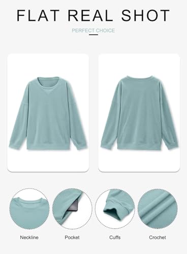 KISSMODA Womens Casual Long Sleeve Sweatshirts Color Block/Solid Tops Corduroy Crewneck Tunic Pullover with Pockets