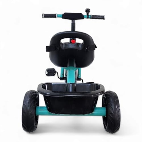 Image of MEKASHI T-001RW Plug N Play Kids Trike /Baby Tricycle, Big Size Storage Basket, Bell, Comfortable Seat with Seat Belt, 12 to 48 Months, Load Upto 35Kg, Easy Assembly, Heavy Guage Steel Frame, Sea Green