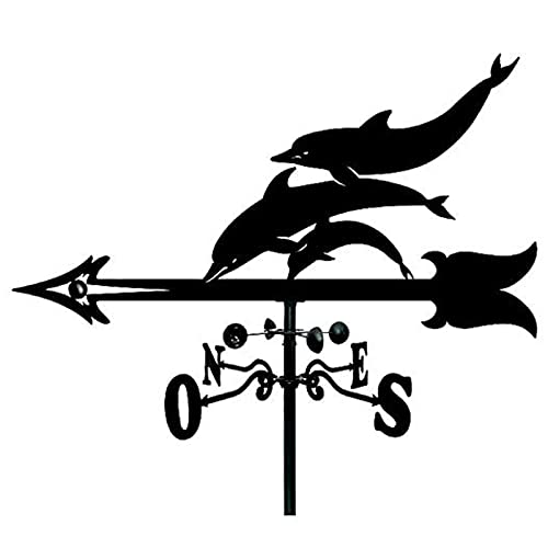 CNMJI Veleta de Viento de Hierro Forjado con Adorno Animal indicador de dirección de Viento de Veleta de jardín Adorno Giratorio Herramientas de Medición Profesionales - Delfín Cover