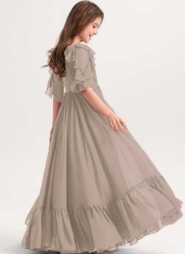 Junior Bridesmaid Dresses Scoop Cascading Ruffles Chiffon Flower Girl Dress for Teen Girls Party Pageant Gown2