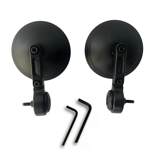 Image of ANSARI'S Trader Motorcycle Anti Glare Handlebar Bar End Mirrors Rear view Round Mirror Foldable and Adjustable Mirror Set of 2 Black Suitable For Jawa 42 Bobber
