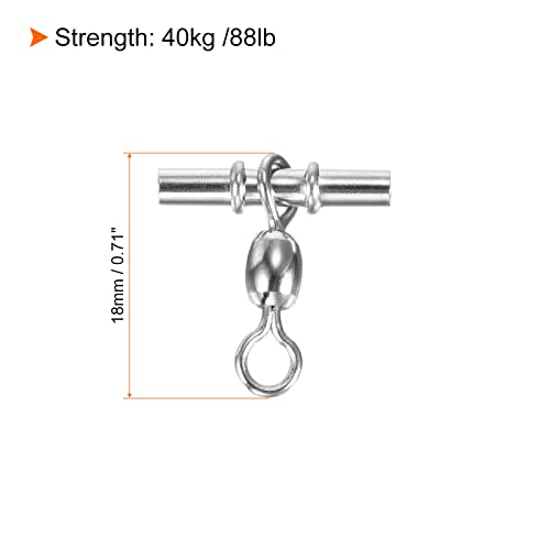 PATIKIL Sleeve Swivel, 50Pcs 88lb Stainless Steel Cross Line 3 Way Fishing Terminal Tackle, Silver - Image 2