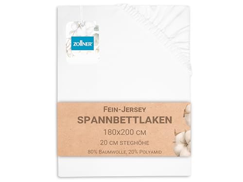 ZOLLNER Spannbettlaken in 180x200 cm - mit eingearbeitetem Gummibund - Mischgewebe - Made in Europe – waschbar bis 95°C - Hotelqualität - Oeko Tex® Zertifiziert