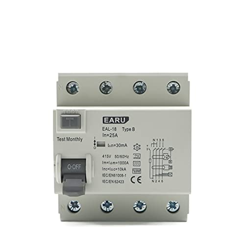 Disjoncteur différentiel 4P 63A interrupteur sécurité RCD 10mA
