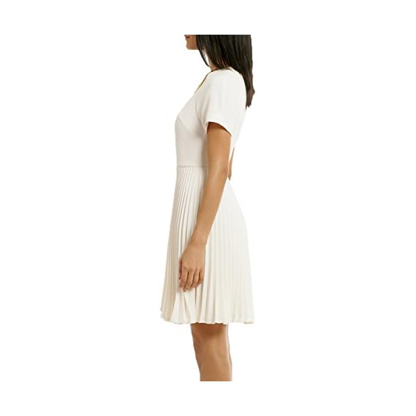 WOOSEA-Womens-Elegant-Pleated-Short-Sleeves-Cocktail-Party-Swing-Dress WOOSEA Women's Elegant Pleated Short Sleeves Cocktail Party Swing Dress White