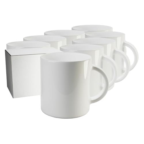 PixColor – Pack 15 tazas para sublimación de cerámica blanca con asa | 250 ml de capacidad | Caja individual con cada taza | Categoría AAA | Aptas para microondas y lavavajillas
