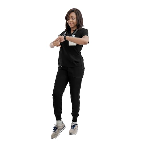 Uniforms World Ava Scrubs Set for Women — Classic fit Top & Slim Jogging Pants, Yoga Waistband, 9 Pockets, Anti-Wrinkle2