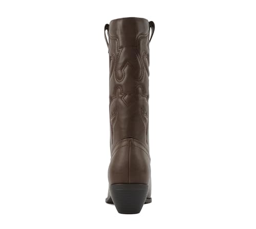 Image of Soda inchTELLER inch ~ Women's Western Cowboy Boots with Stitched Detailing, Pointed Toe, and Low Block Heel