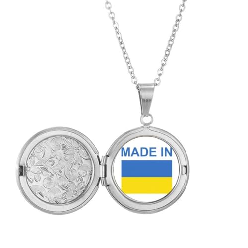 Collier médaillon Ukraine Country Love en acier inoxydable pour femme