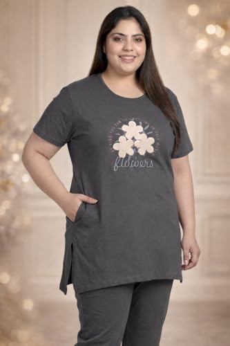 Image of In Love Women's Plus Size Longline T-Shirt with Side Pocket, 3 /4 Sleeve, Crew Neck