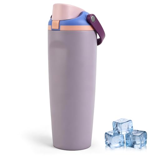 ZAKVOP Botella Agua Acero Inoxidable 900 ml, Botella Termica con Pajita y Tapa 2 en 1, Termo con Asa, Botella Isotérmica Antifugas para Gimnasio, Deporte y Uso Diario, Cantimplora y Water Bottle