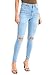 Produktbild NA-KD Damen Skinny High Waist Destroyed Jeans, hellblau, 40
