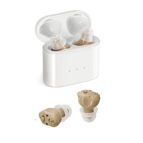 Rechargeable Hearing Aids for Seniors, Hearing Aid Noise Reduction for Mild to Moderate Adults Hearing Loss, with Charging Case