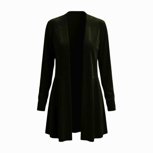 Womens Velvet Long Cardigan Open Front Long Sleeve Fall Jacket Dressy Party - image 7