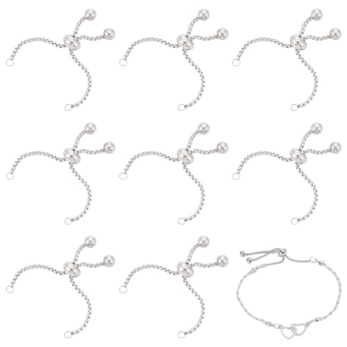 UNICRAFTALE 10 bracciali regolabili scorrevoli in acciaio inox, catena di estensione, catena a maglie di serpente, accessori per lavori fai da te, 9 cm