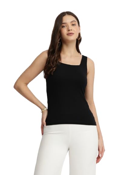 FableStreet Stretchable Cotton Tank Top - Black-picture-14