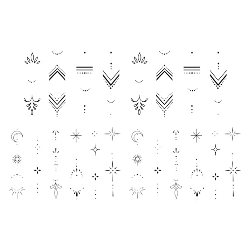 WEEKINK 4 Sheets Minimalist Finger Ring Tattoos for Women – Tiny Sparkle, Moon & Star Designs, Elegant Line Art, Semi-Permanent Real-Looking Tattoos for Hands