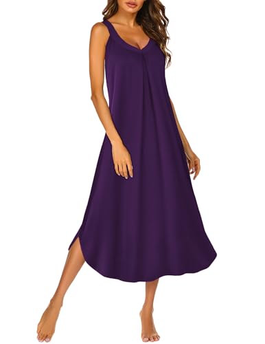 Image of Ekouaer Womens Sleeveless Nightgown Full Slip Nightshirt Long Nightwear Full Length Loungewear Tank Nightdress S-2XL