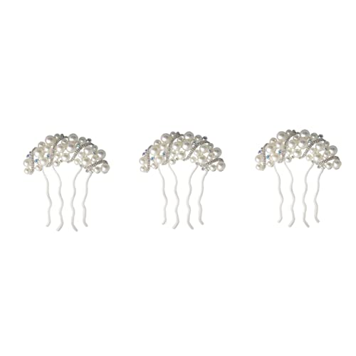 Épingle à cheveux mariage en perles minkissy, lot de 3 pinces élégantes strass pour mariée