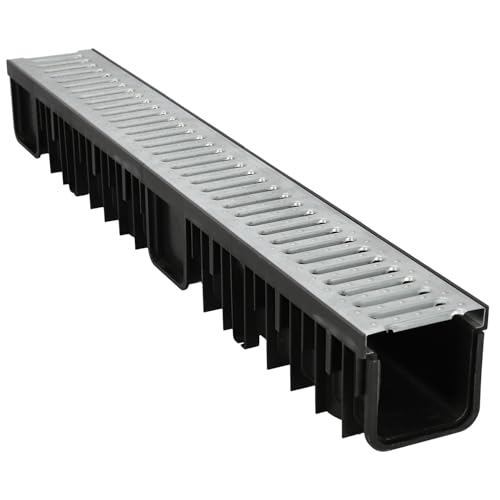 KOTARBAU® Entwässerungsrinne 1 m mit Verzinkt Stahl Abdeckrost Stahlrost System A15 EN1433 121mm Terrassenrinne Effektive Regenwasser-Abflussrinne für Terrassen KOTARBAU® Entwässerungsrinne 1 m mit Verzinkt Stahl Abdeckrost Stahlrost System A15 EN1433 121mm Terrassenrinne Effektive Regenwasser-Abflussrinne für Terrassen